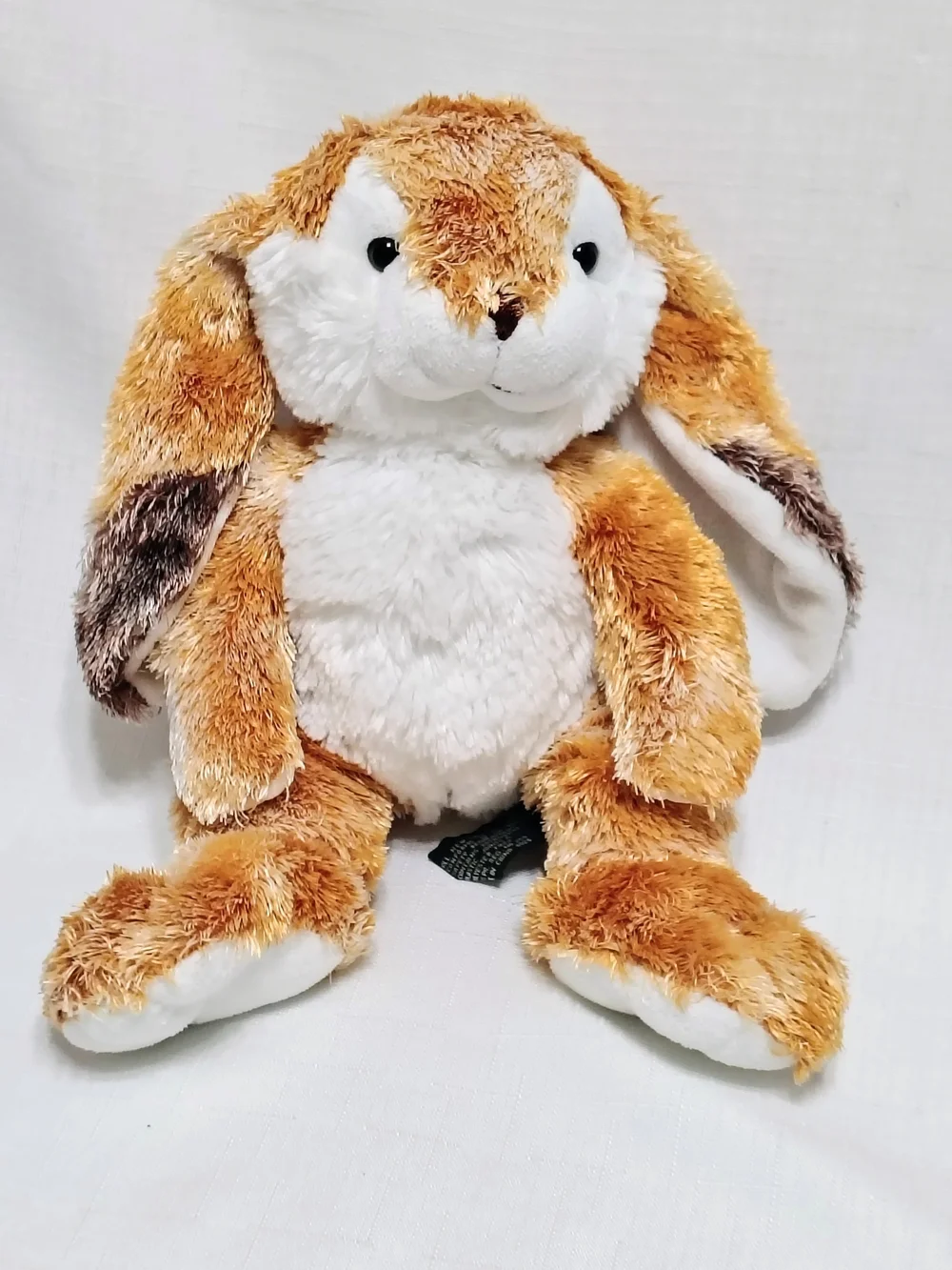 Russ Berrie WELLESLEY Bunny Rabbit Plush Floppy Ear Silky Shimmer Rust  White 9